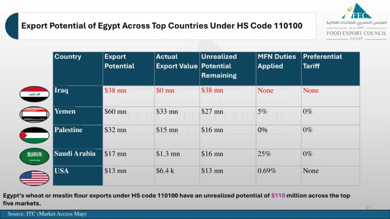 الاسواق التي تستهدفها مصر لتصدير دقيق القمح في 2025