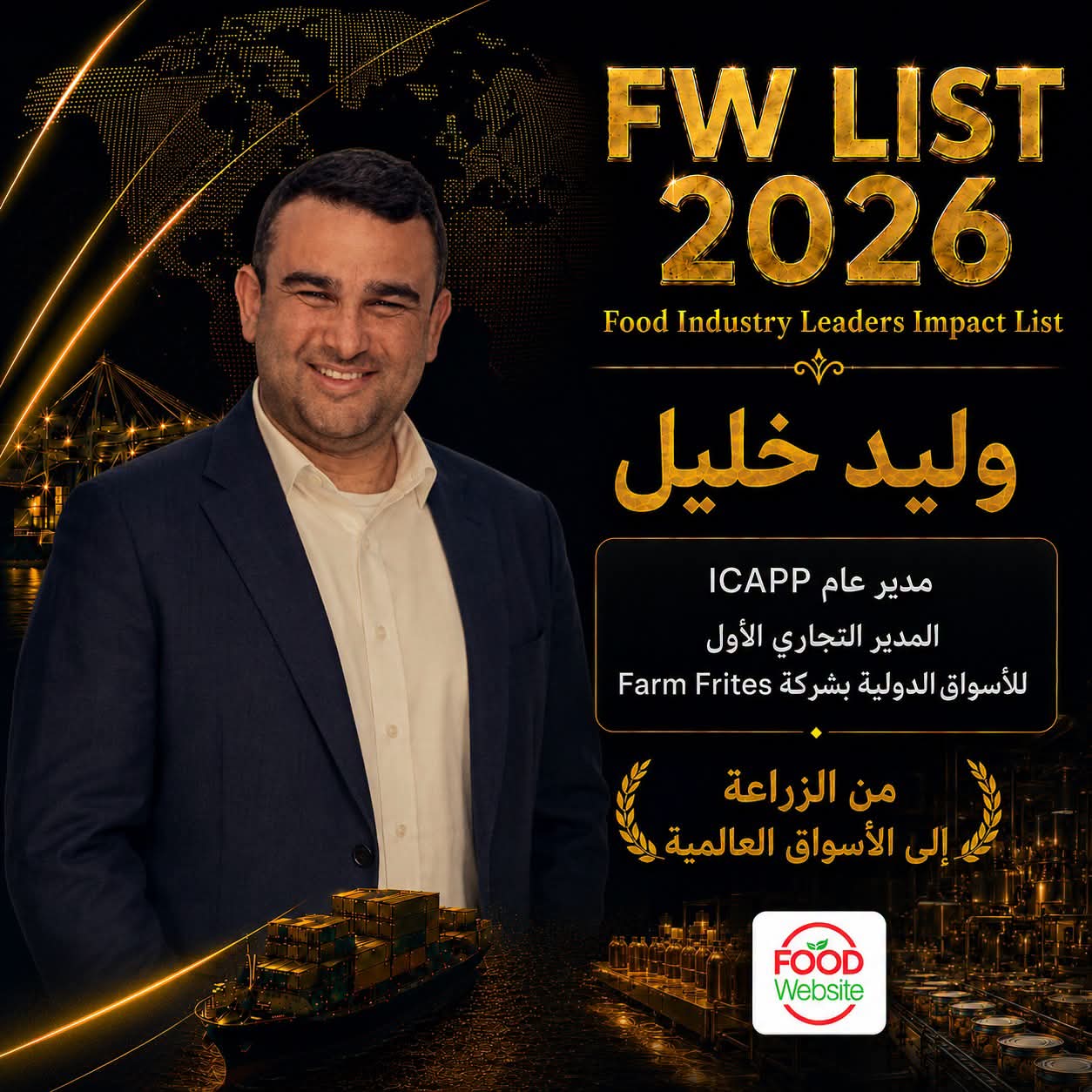 اختيار وليد خليل في قائمة Food Industry Leaders Impact List – FW LIST 2026