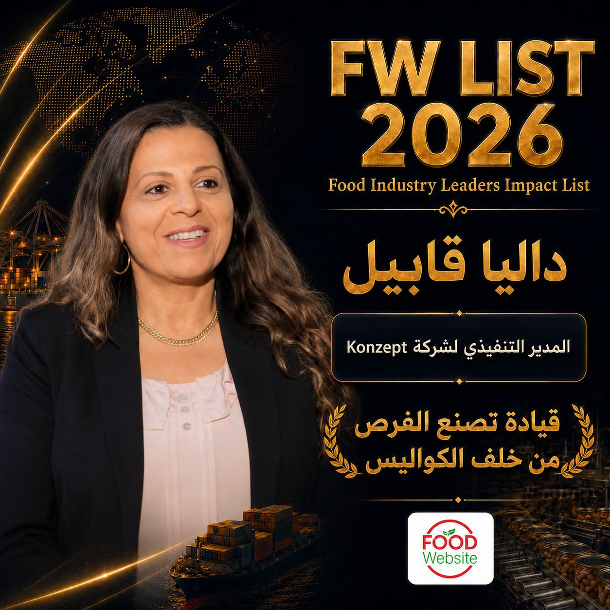 اختيار داليا قابيل في قائمة Food Industry Leaders Impact List – FW LIST 2026