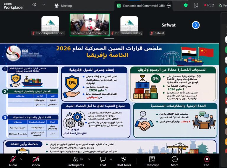 الصادرات المصرية إلى الصين مرشحة لتجاوز مليار دولار خلال 2026